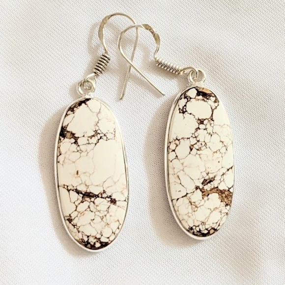 Wild Horse Gemstone 925 Sterling Silver Handmade Drop Dangle Earrings - Picture 2 of 4